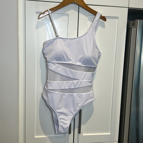 Blooming Jelly Women's Sexy One Piece Slimming One Shoulder Mesh Swimwear NEW - Picture 8 of 12